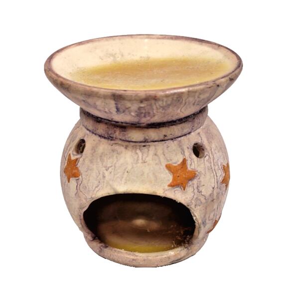 VTG 90s Ceramic Giftcraft Crescent Moon & Stars Celestial Wax-Oil Warmer 3.5" - Picture 1 of 8